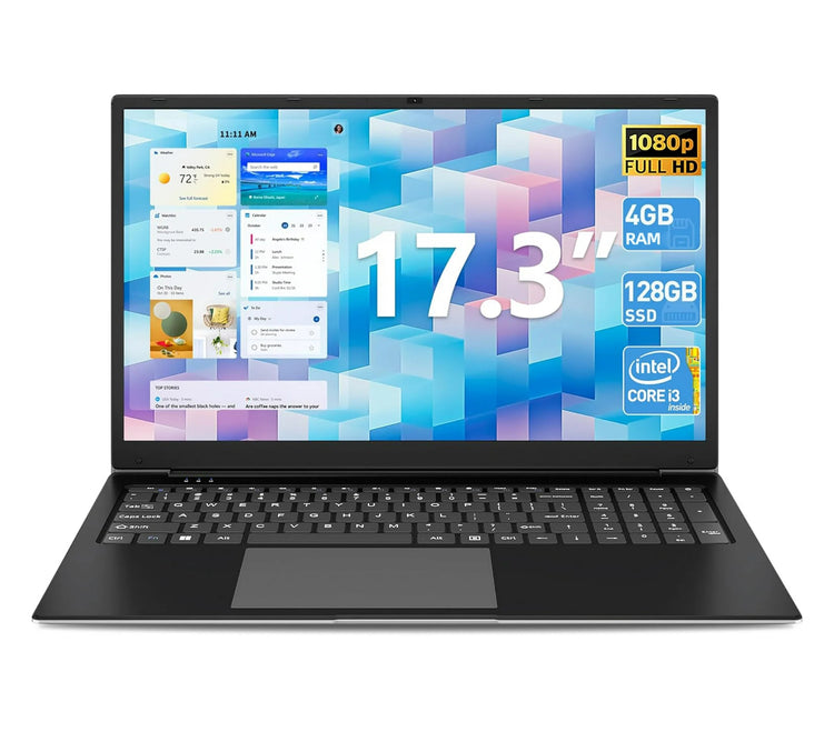 SGIN 17.3" 4gb DDR4 128gb SSD Windows 11 Laptop FHD IPS 1920 x 1080 Dual Core Intel i3, HDMI