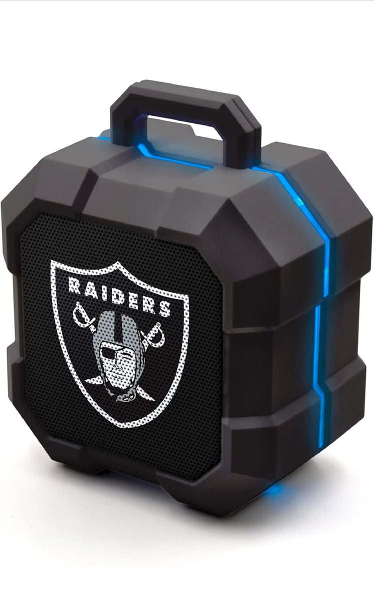 SOAR NFL Shockbox LED Wireless Bluetooth Speaker - Water Resistant IPX4, 5.0 Bluetooth with Over 5 Hours of Play Time - Small Portable Speaker - Officially Licensed NFL, Perfect Home & Outdoor Speaker. Los Vegas Raiders.