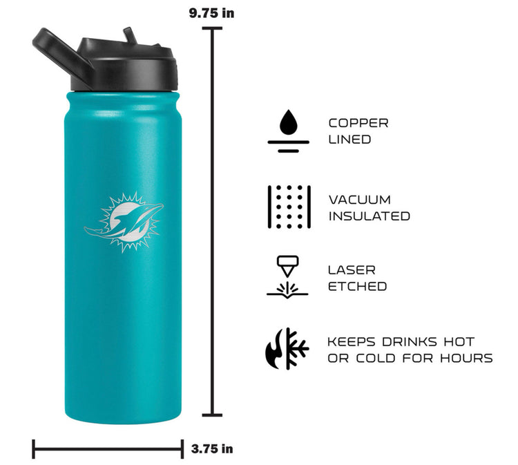 NFL 24 oz. X 2PK. Insulated Water Bottles. Miami Dolphins