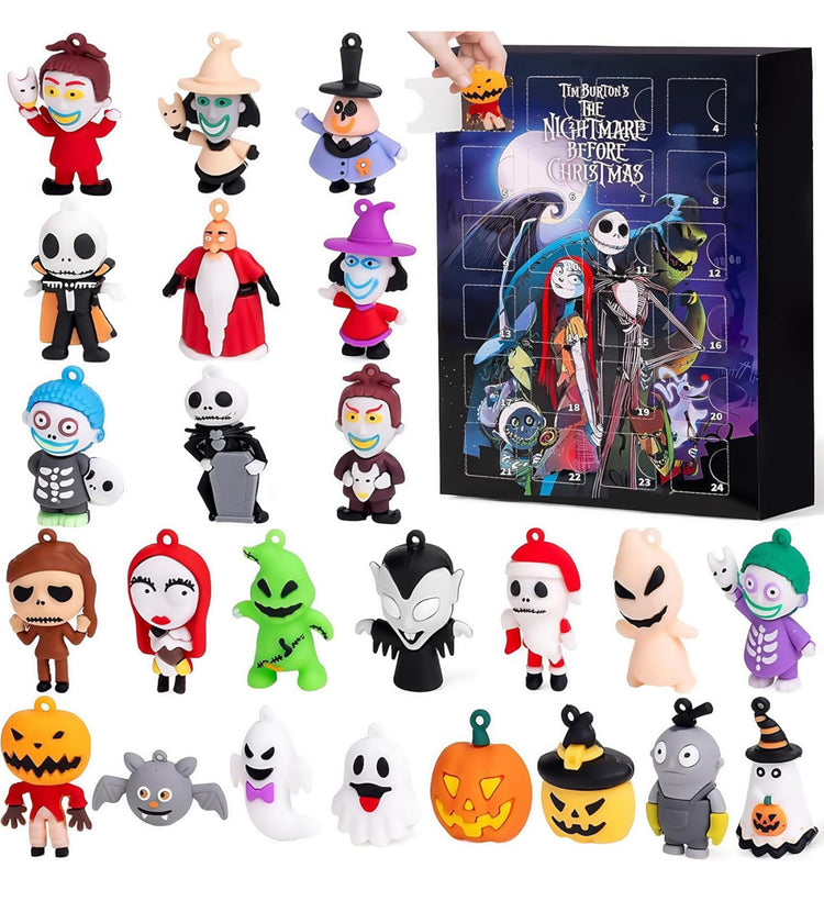 Halloween Advent Calendar 2024,Contains 24 Gifts, Nightmare Before Christmas Advent Calendar, Scary Halloween Doll Collectible Horror Figures Gift for Kids Teen Adults