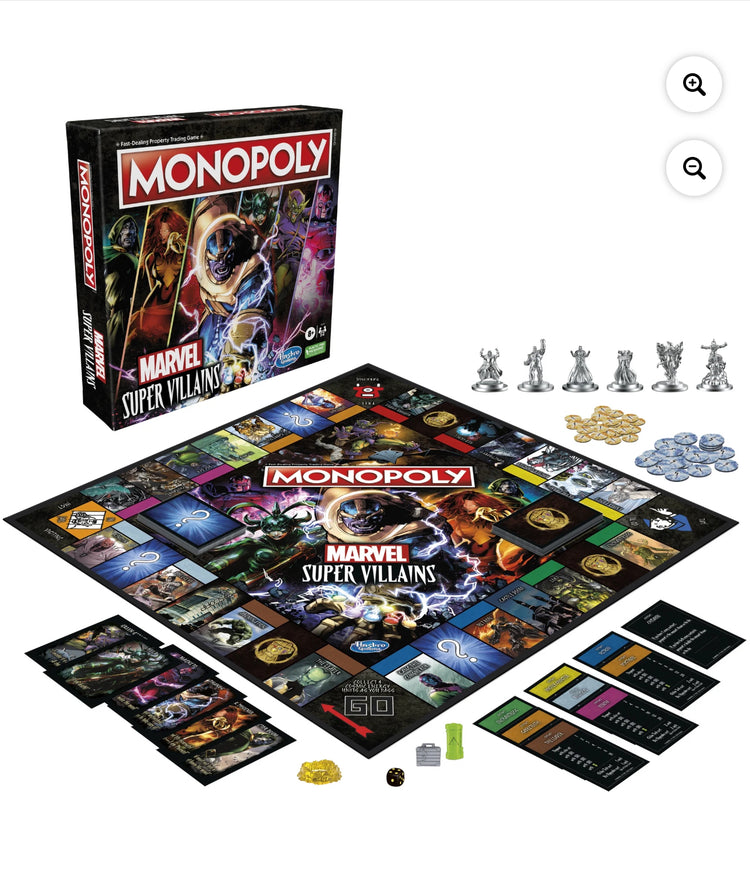 Monopoly Marvel Super Villains Edition Board Game for Kids and Family Ages 8 and Up, 2-6 Players.