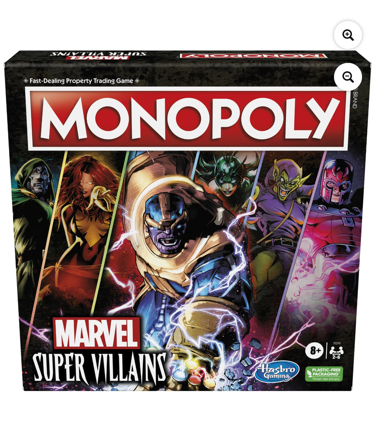 Monopoly Marvel Super Villains Edition Board Game for Kids and Family Ages 8 and Up, 2-6 Players.