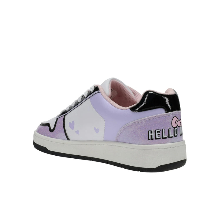 Hello Kitty by Sanrio Women’s Lavendar Casual Court Sneaker, Sizes 6-11, Regular Width. Size 8 and 9 in woman.