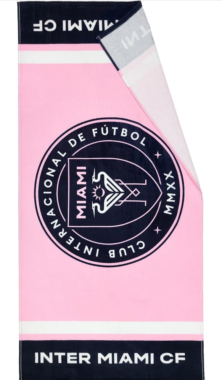 Inter Miami CF Beach Towel 30 x 60 in | 100% Cotton Velour/Terry | Waterproof Bag Included | Official Team Logo Print.