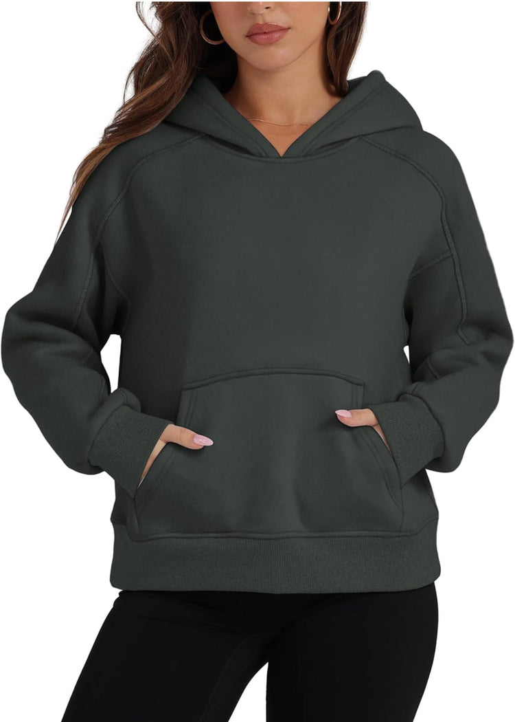 OFEEFAN Hoodies for Womens Sweatshirt Cropped Fall Fashion 2024 Outfits Trendy Fleece Pullover Long Sleeve Tops