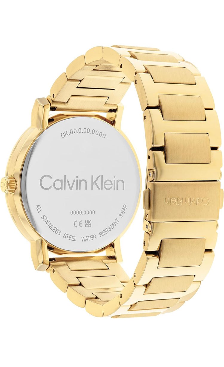 Calvin Klein Men's Quartz Stainless Steel Case and Link Bracelet Watch, Color: Gold Plated (Model: 25200257)