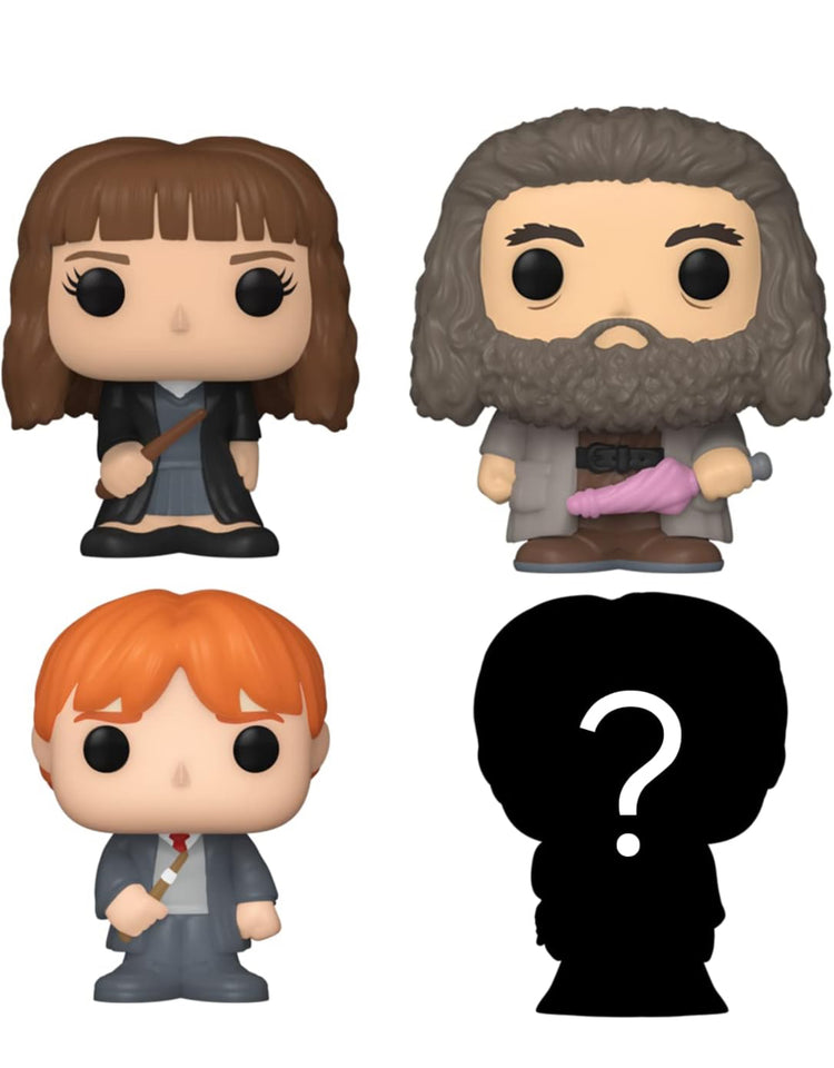 Funko Bitty Pop! Harry Potter Mini Collectible Toys 4-Pack - Hermione Granger, Rubeus Hagrid, Ron Weasley & Mystery Chase