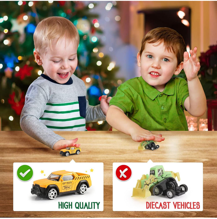 Christmas Advent Calendar for Kids Boys, Toys for 3-8 Year Old Boys Girls 24 Days Countdown Calendar with Alloy Construction Engineering Vehicle Toy Sets Xmas Gifts Stocking Stuffer for Boys Ages 3-8