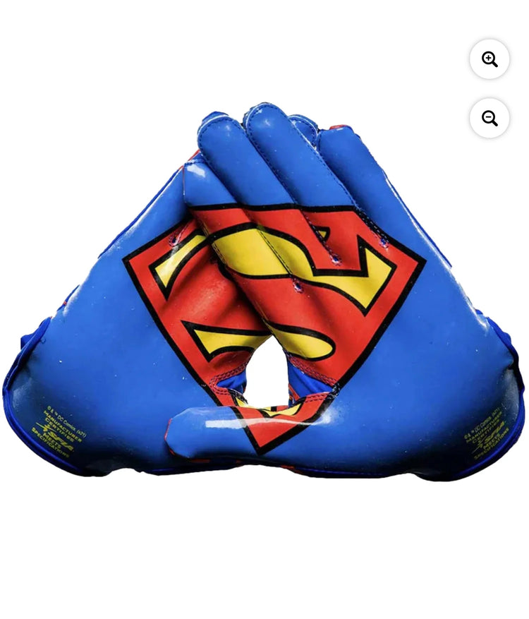 Superman Football Gloves - VPS1 by Phenom Elite. Size M, L and XL