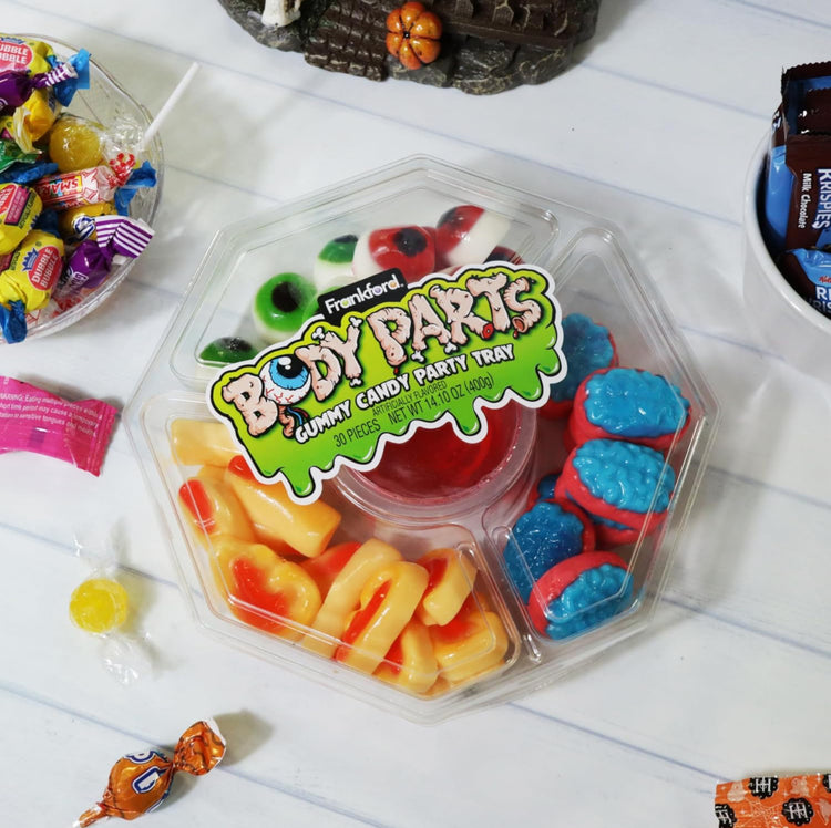 Halloween Gummy Body Parts Party Tray, Eyeballs, Fingers, Brains, and Ears, 14.10 Ounces