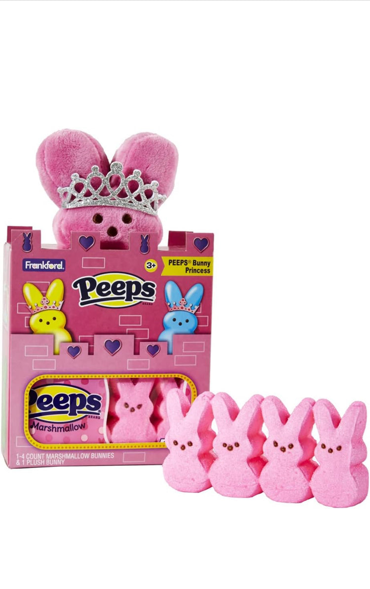 Peeps® Bunny Princess Castle Easter Basket Stuffer Or Mothers Day Gift Set, Includes Pink Plush Bunny Princess Stuffed Toy with Tiara & 4 Count Peeps® Marshmallow Candy