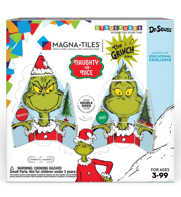 CreateOn Magna-Tiles Limited Edition Grinch Magnetic Building Toys from Dr. Seuss’ “How The Grinch Stole Christmas” Book, Educational Toys for Ages 3+, 19 Pieces