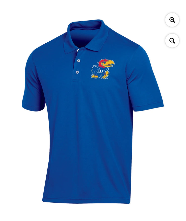 Men's Russell Athletic Royal Kansas Jayhawks Classic Fit Synthetic Polo. Size M and L