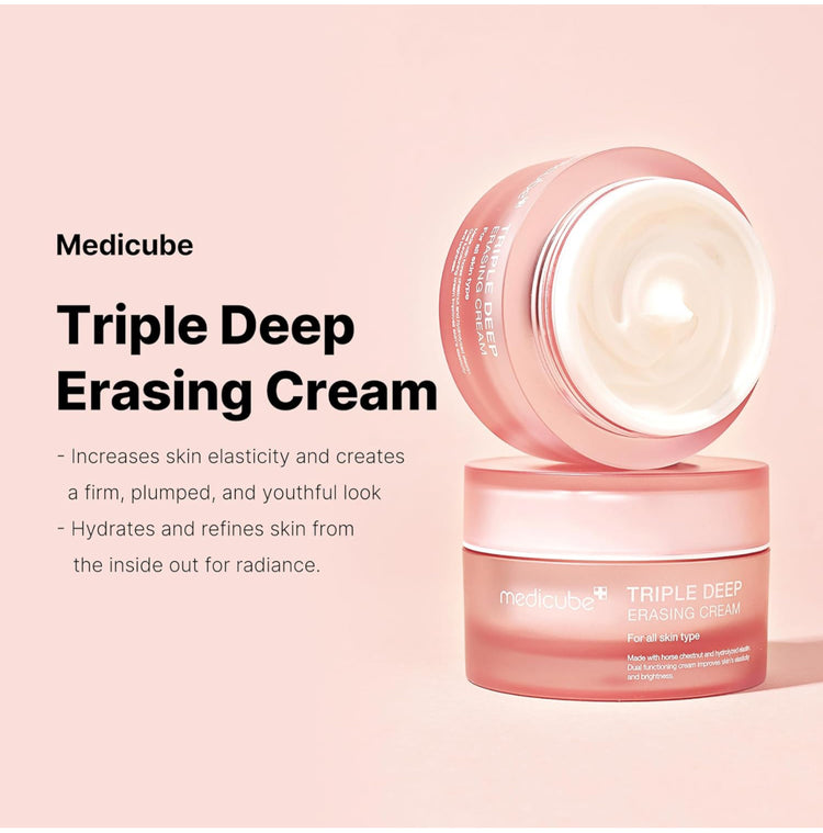 Medicube Triple Collagen Cream - Hydrating & Firming Moisturizer with Hyaluronic Acid, Premium Elastin, Shea Butter - Reduces Wrinkles & Boosts Elasticity - Korean Skin Care, 1.69 oz