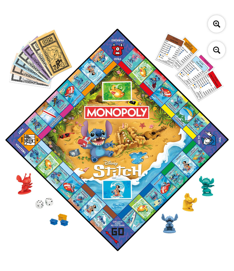 Monopoly Disney Stitch Edition Board Game, Officially Licensed Disney Game, Kids Games for Ages 8+