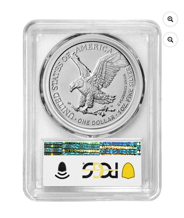 The United States Mint 2023 $1 American Silver Eagle PCGS MS70 FS Trump 45th President Coin