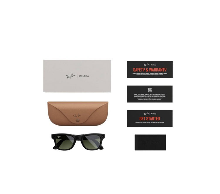 Ray-Ban | Meta Wayfarer Smart Glasses - Shiny Black Frames, Green Lenses.