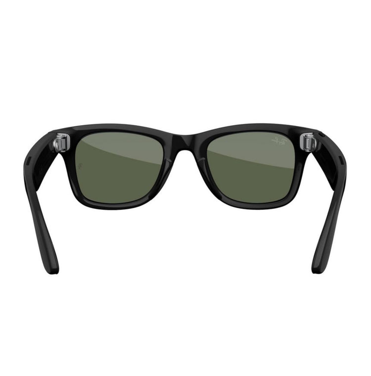 Ray-Ban | Meta Wayfarer Smart Glasses - Shiny Black Frames, Green Lenses.