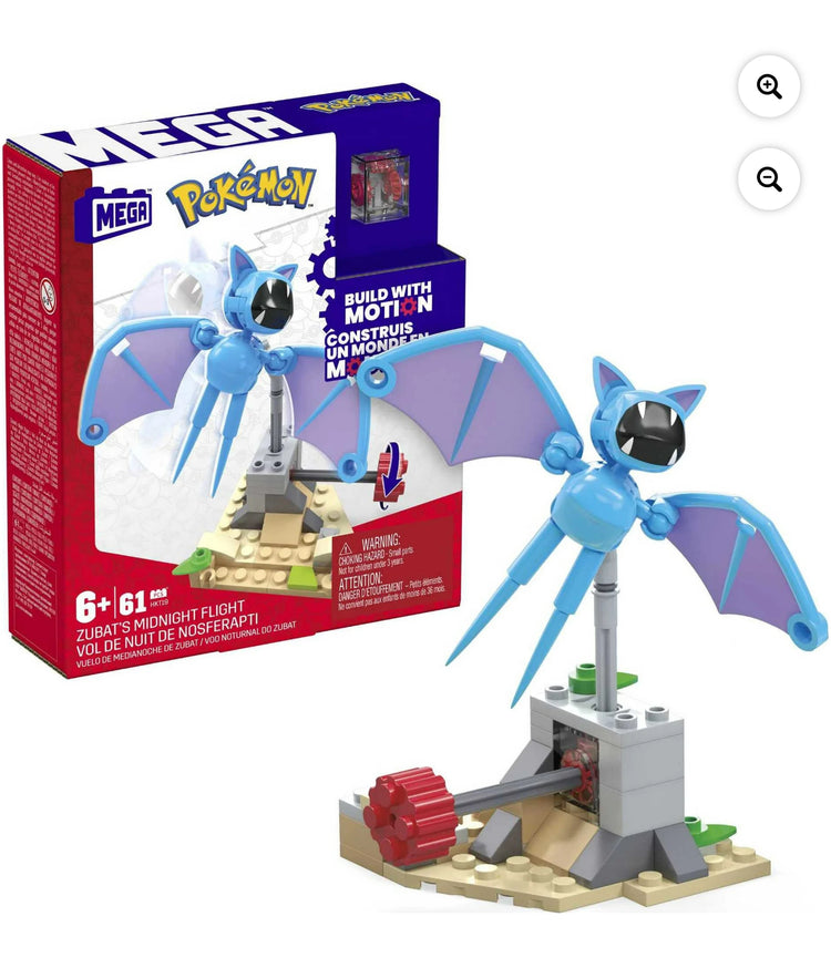 MEGA Pokemon Building Toy Kit Zubat's Midnight Flight (61 Pieces) for Kids.