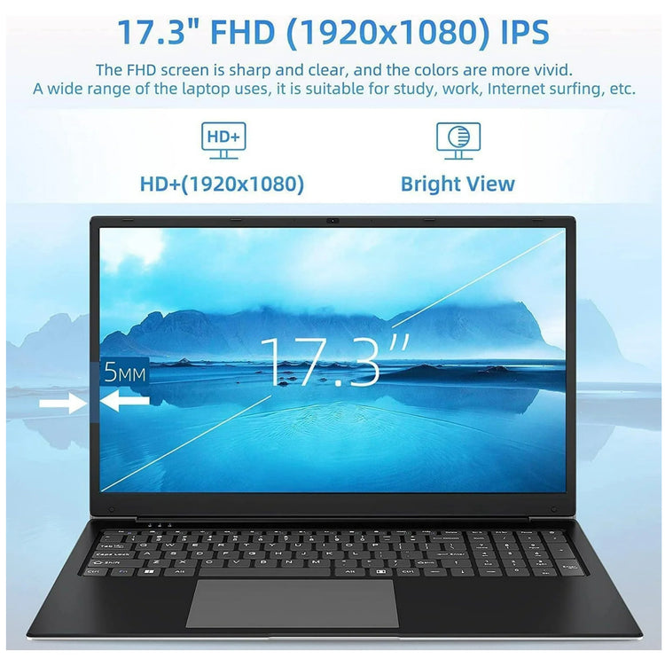 SGIN 17.3" 4gb DDR4 128gb SSD Windows 11 Laptop FHD IPS 1920 x 1080 Dual Core Intel i3, HDMI