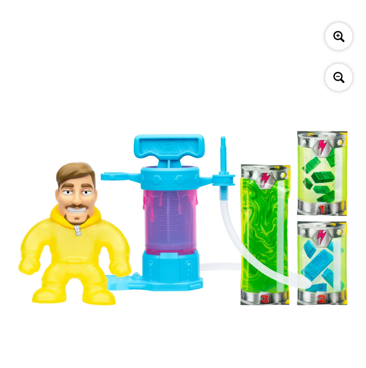 Mr. Beast Lab , Make your Mr.Beast, Fill & Create Your Own Stretchy Action Figure Ages 4+. This is a pre-order. Release date February 15,2025.