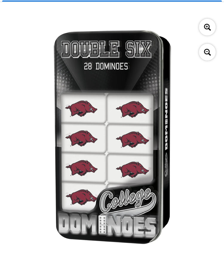 MasterPieces Officially Licensed NCAA Arkansas Razorbacks 28 Piece Dominoes Game for Adults.