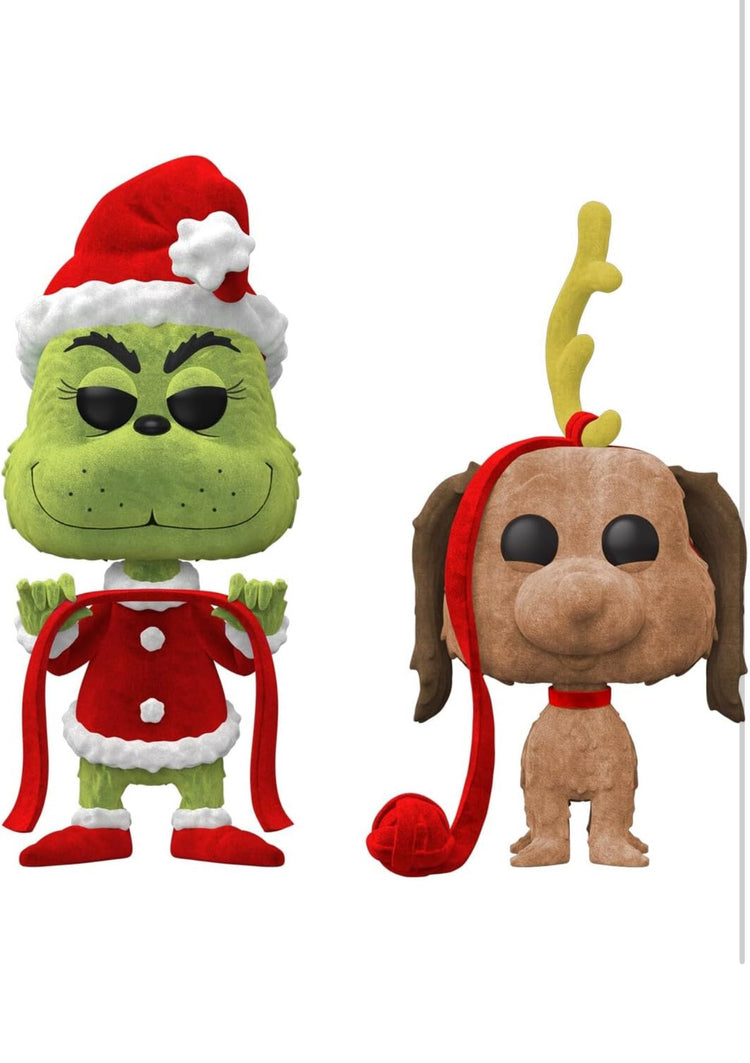 Funko Pop! Books: How The Grinch Stole Christmas - Grinch with Max, 2-Pack (Flocked), Amazon Exclusive.