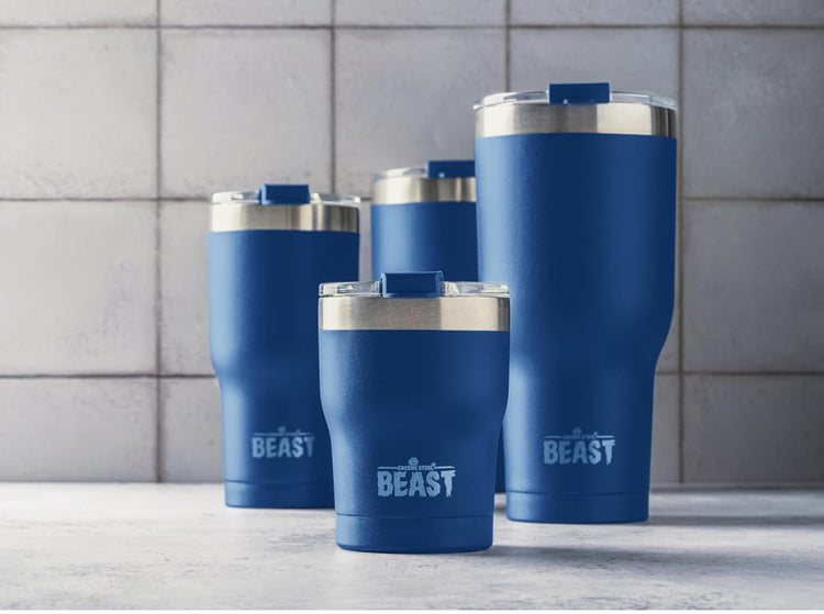 Beast 30 oz Tumbler Stainless Steel Vacuum Insulated Coffee Ice Cup Double Wall Travel Flask (Lemongrass Green, Aquamarine Blue, and Royal Blue)