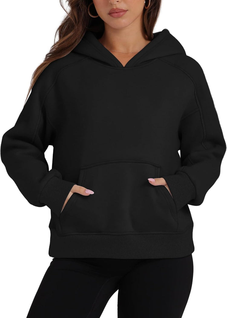 OFEEFAN Hoodies for Womens Sweatshirt Cropped Fall Fashion 2024 Outfits Trendy Fleece Pullover Long Sleeve Tops