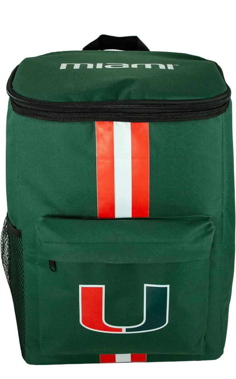 University of Miami Canes Cooler Backpack – Portable Soft Sided Ice Chest – Insulated Bag Holds 36 Cans - Acc Football Gear – Show Your Team Spirit with Officially Licensed Fan Gear.