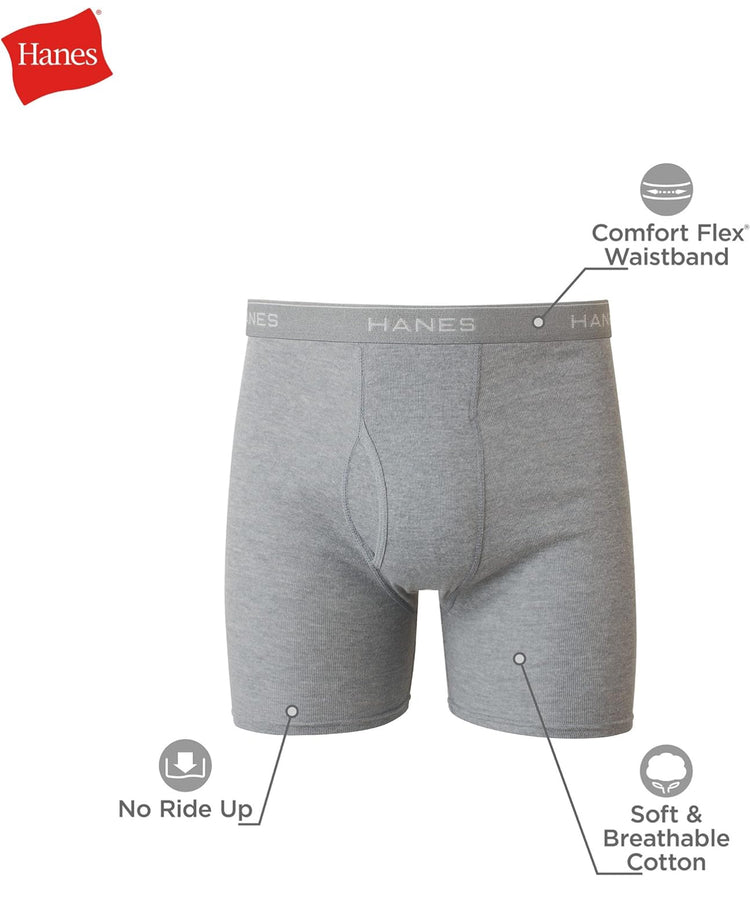 Size L Hanes Men's Boxer Briefs, Soft and Breathable Cotton Underwear with ComfortFlex Waistband, Multipack (6)