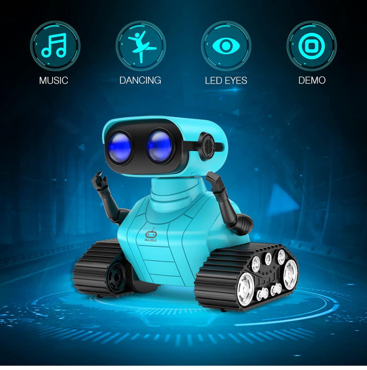 ALLCELE Robot Toys, Rechargeable RC Robots for Kids Boys, Remote Control Toy with Music and LED Eyes, Gift for Children Age 3 Years and Up - Pink and Blue