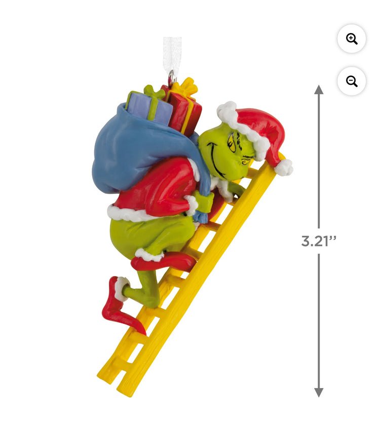 Hallmark Dr. Seuss's How the Grinch Stole Christmas! Grinch on Ladder Christmas Ornament