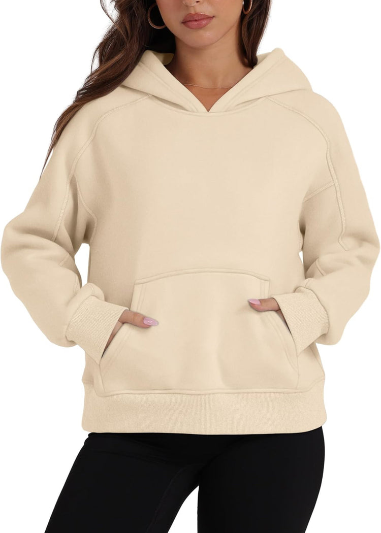 OFEEFAN Hoodies for Womens Sweatshirt Cropped Fall Fashion 2024 Outfits Trendy Fleece Pullover Long Sleeve Tops