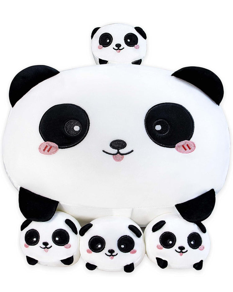 Cute Panda Stuffed Animals 16 Inches with Four Panda Babies in Mommy‘s Belly, Super Soft Panda Plush Toy Pillow for Kids Birthday