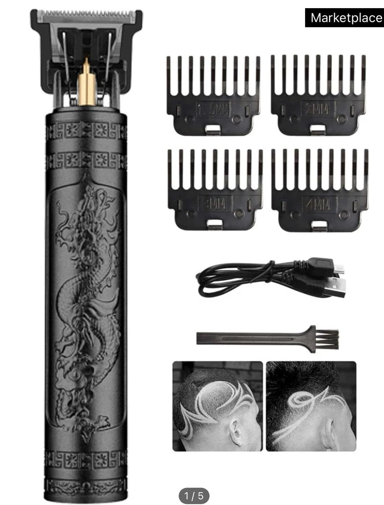 Multifunctional Electric Shaver For Men, With Razor, Hair Clipper, Men's Trimmer, Abs Body, Black, With Dragon Pattern, Mens Grooming Kit