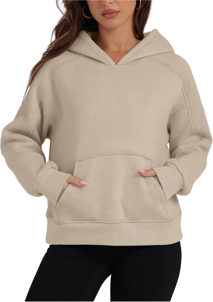 OFEEFAN Hoodies for Womens Sweatshirt Cropped Fall Fashion 2024 Outfits Trendy Fleece Pullover Long Sleeve Tops