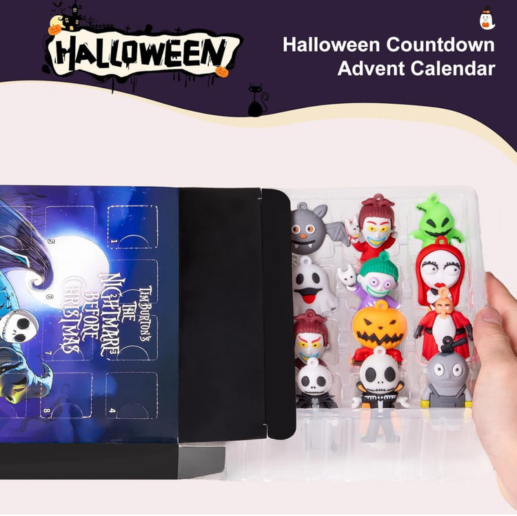 Halloween Advent Calendar 2024,Contains 24 Gifts, Nightmare Before Christmas Advent Calendar, Scary Halloween Doll Collectible Horror Figures Gift for Kids Teen Adults