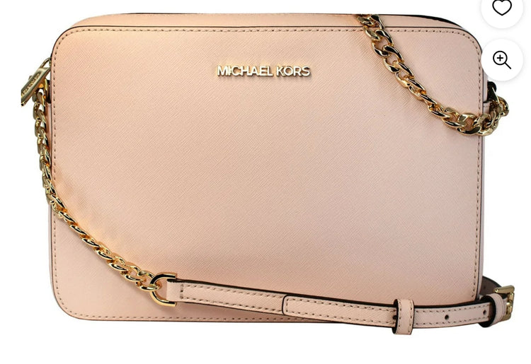 Michael Kors Women's Jet Set Large East West Crossbody Handbag Saffiano-Blush/Gold