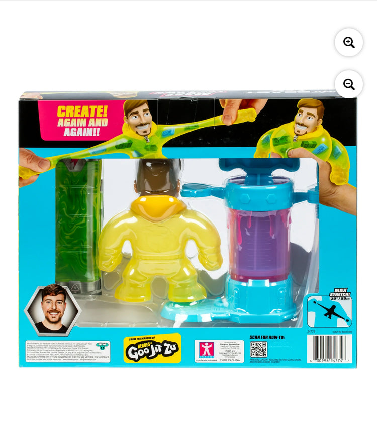 Mr. Beast Lab , Make your Mr.Beast, Fill & Create Your Own Stretchy Action Figure Ages 4+. This is a pre-order. Release date February 15,2025.