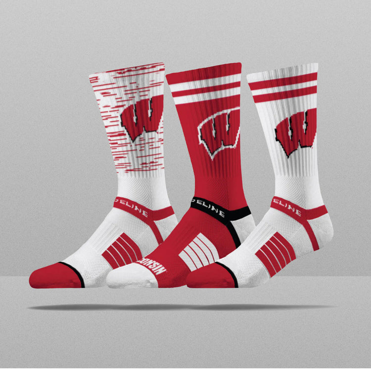 NCAA | PREMIUM CREW 3-PACK. UNIVERSITY OF WISCONSIN.