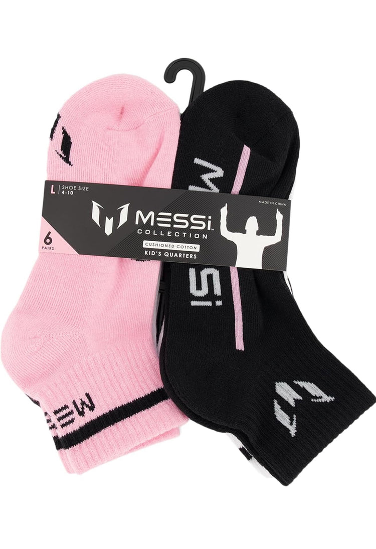 Messi Boys' Lifestyle Ankle, 6-Pack Kids Socks, Soft & Stretchy, Comfortable. Size M