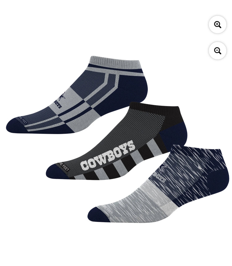 For Bare Feet Dallas Cowboys Stripe Stack Three-Pack No Show Sock Set