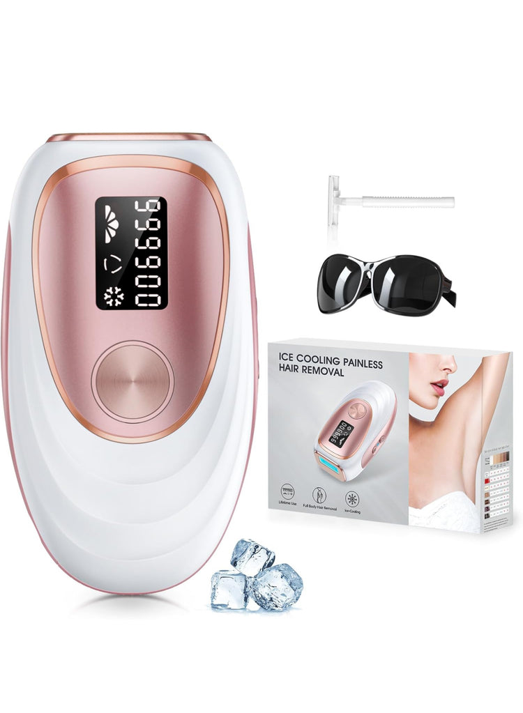 LYSMOSKI Laser Hair Removal, IPL Hair Removal with Ice-Cooling System for Painless & Long-Lasting Result, Safe At-Home Hair Remover Device for Armpits Back Legs Arms Face Bikini Line, Rose Gold