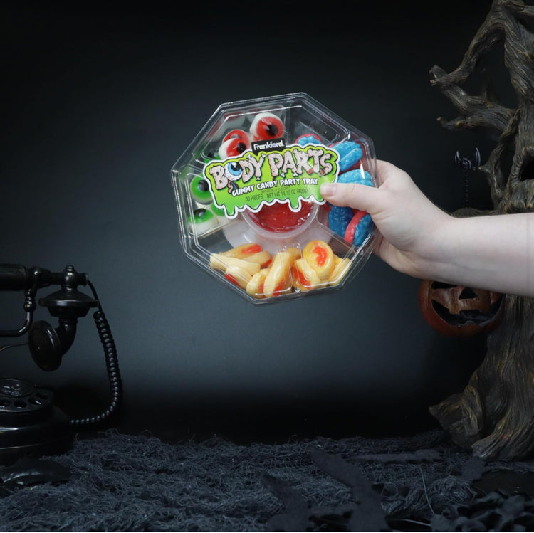 Halloween Gummy Body Parts Party Tray, Eyeballs, Fingers, Brains, and Ears, 14.10 Ounces