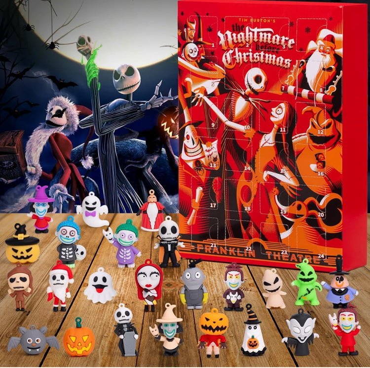 Halloween Advent Calendar 2024,Contains 24 Gifts, Nightmare Before Christmas Advent Calendar, Scary Halloween Doll Collectible Horror Figures Gift for Kids Teen Adults