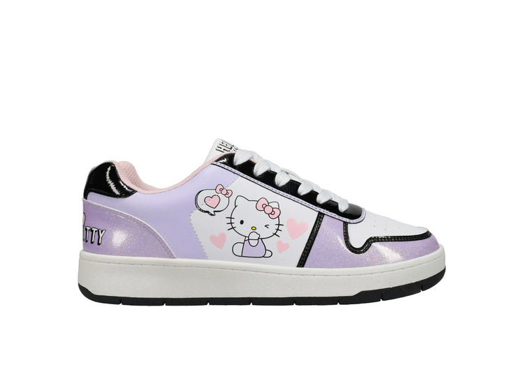 Hello Kitty by Sanrio Women’s Lavendar Casual Court Sneaker, Sizes 6-11, Regular Width. Size 8 and 9 in woman.