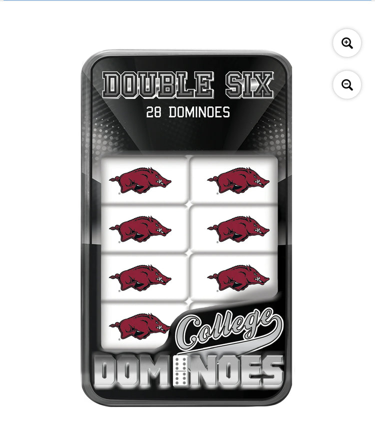 MasterPieces Officially Licensed NCAA Arkansas Razorbacks 28 Piece Dominoes Game for Adults.