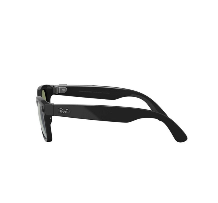 Ray-Ban | Meta Wayfarer Smart Glasses - Shiny Black Frames, Green Lenses.