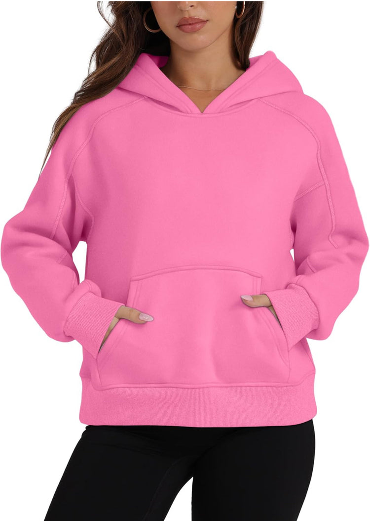 OFEEFAN Hoodies for Womens Sweatshirt Cropped Fall Fashion 2024 Outfits Trendy Fleece Pullover Long Sleeve Tops